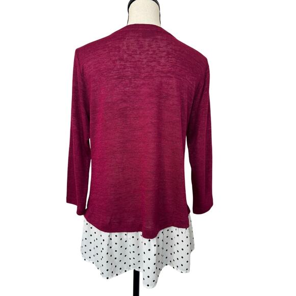 VAN HEUSEN Tops Women's Small Half Sleeve Bottom Layer Polka Dot Blouse - Picture 3 of 6